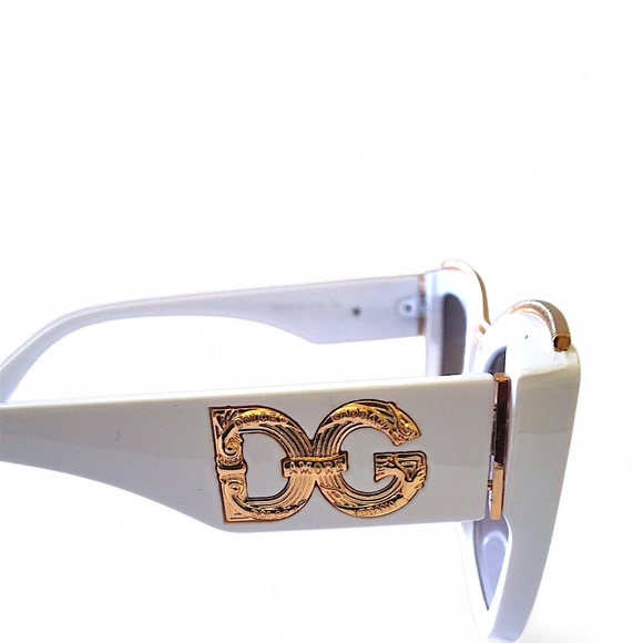 Dolce & Gabbana DG22038 Cat-Eye Sunglasses — White & Gold Luxe w/ Case - Picture 5 of 15
